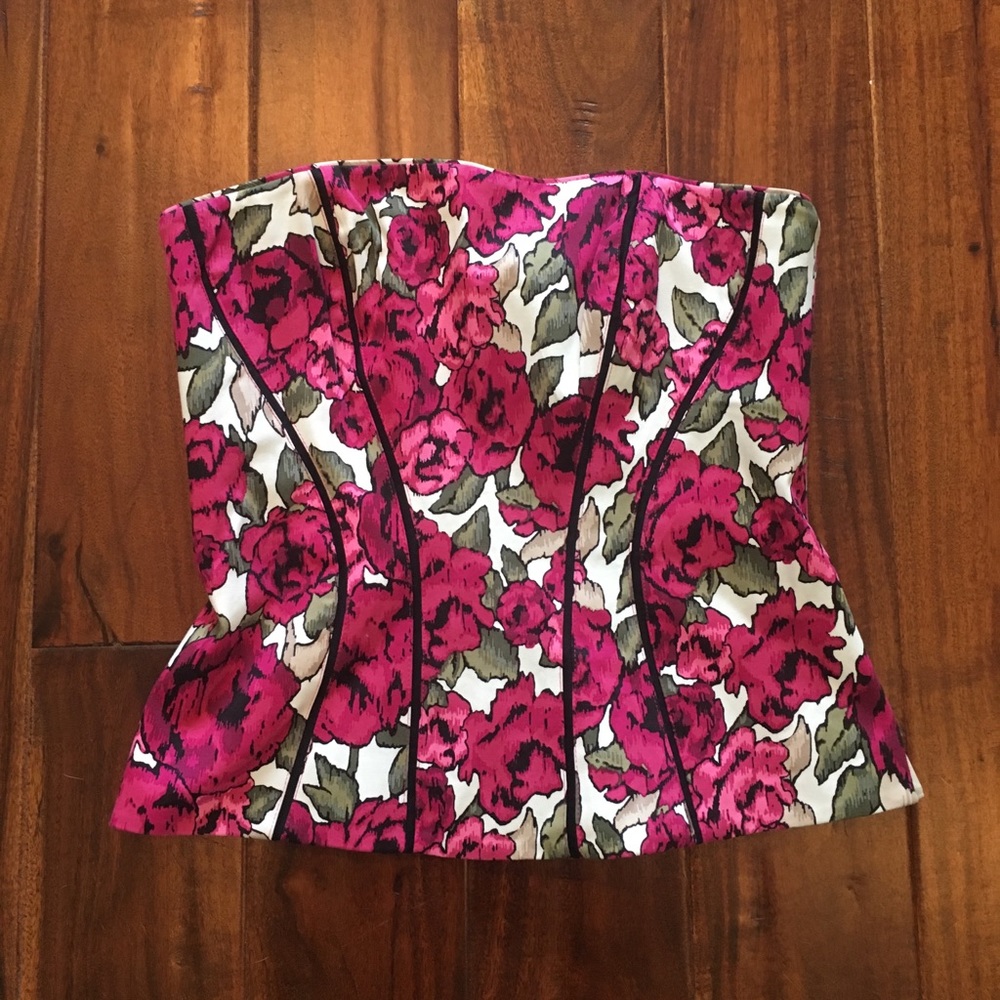 White House Black Market Floral Bustier Top